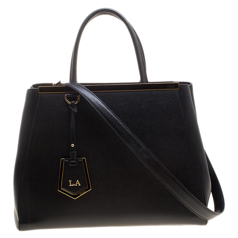 Pre Owned Fendi Black Saffiano Leather 2Jours Tote
