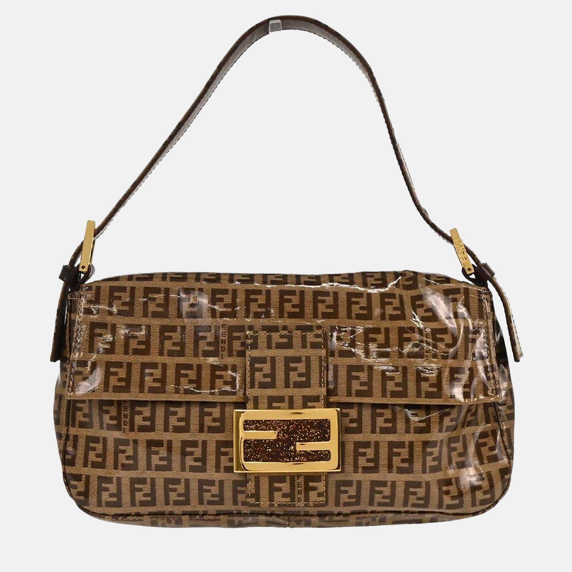 

Fendi Brown PVC Zucchino Baguette Handbag