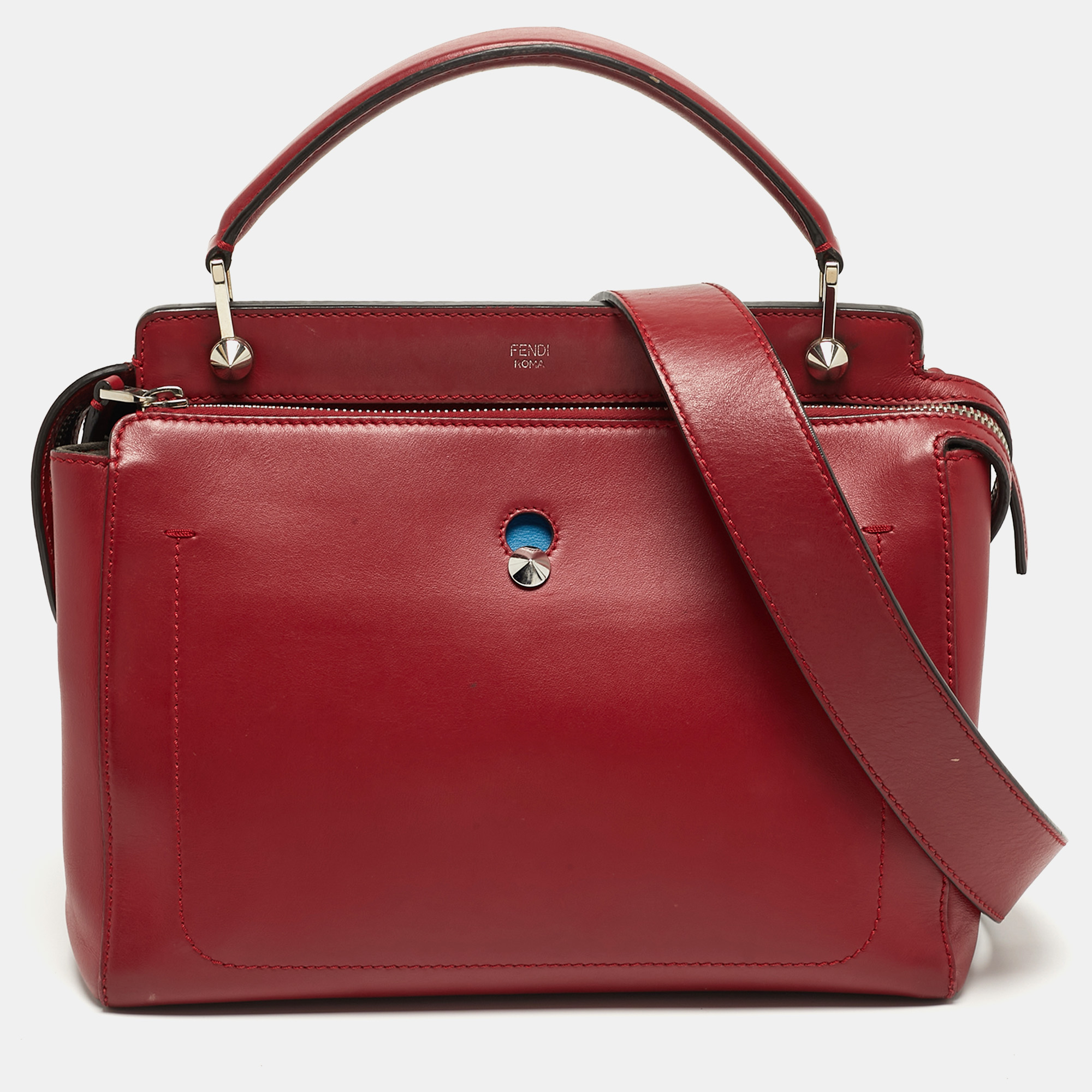 

Fendi Dotcom  Red Leather Top Handle Bag