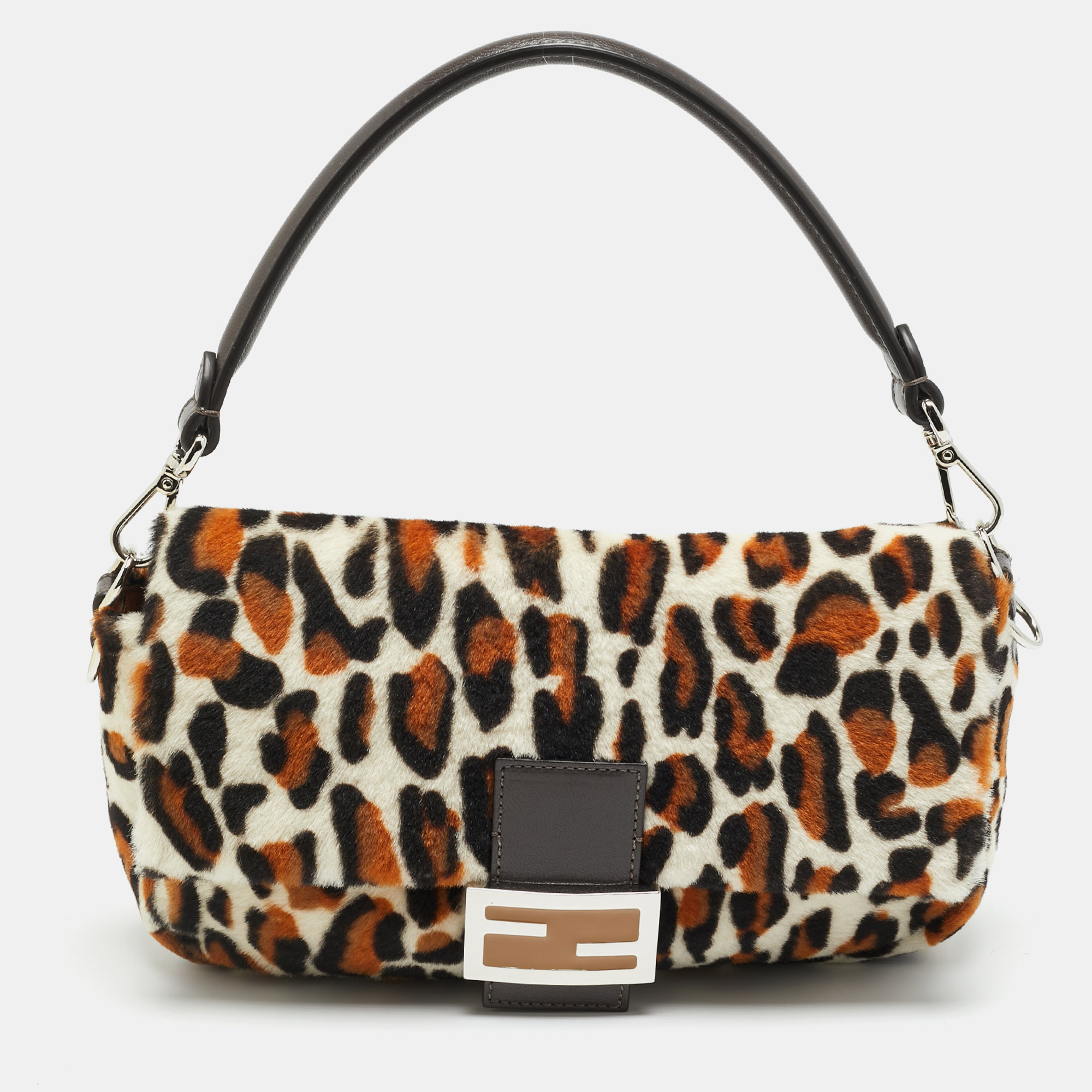 

Fendi Re-Edition Baguette Multicolor Leopard Print Sheep Fur Bag