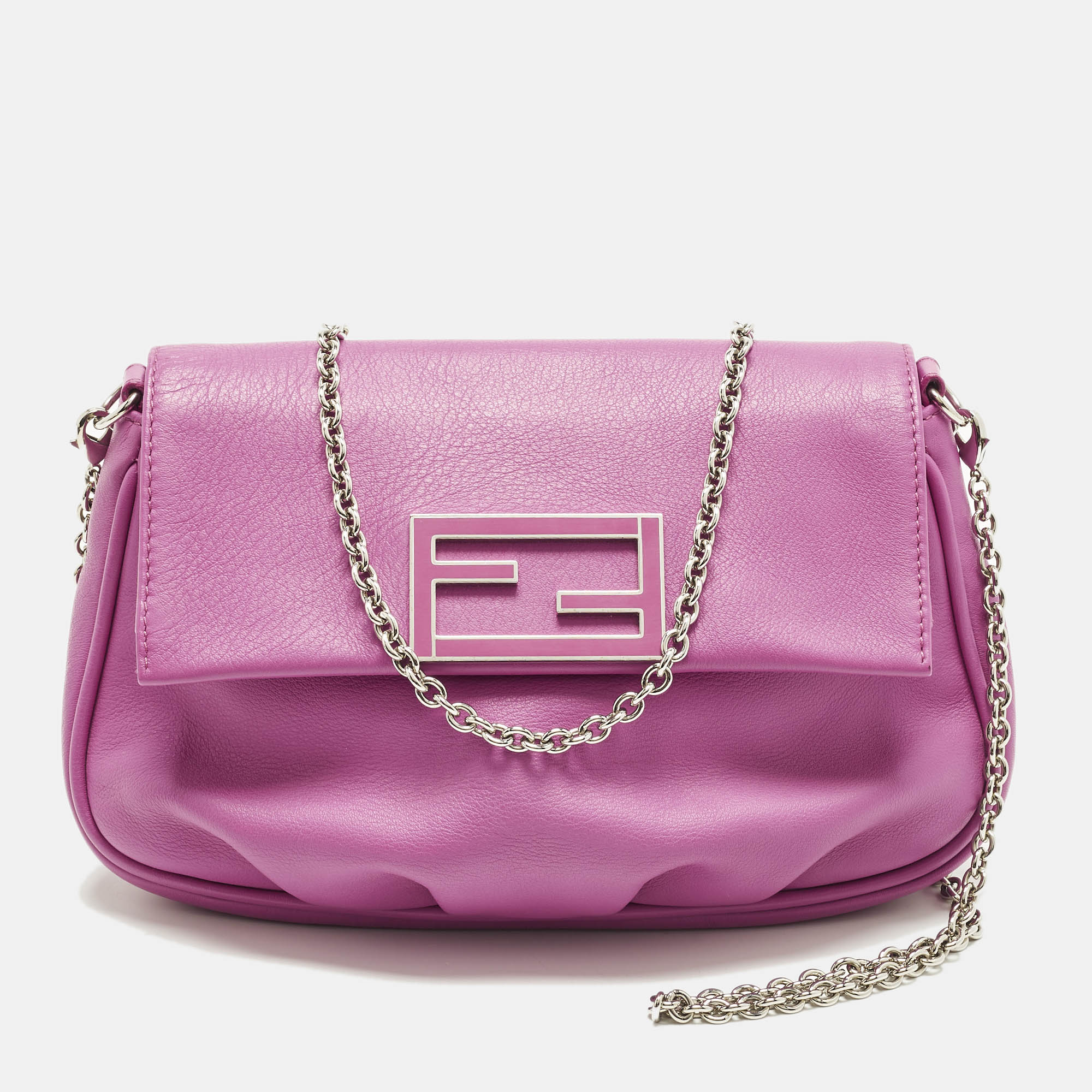 

Fendi Fendista Pochette Fuchsia Leather Crossbody Bag, Pink
