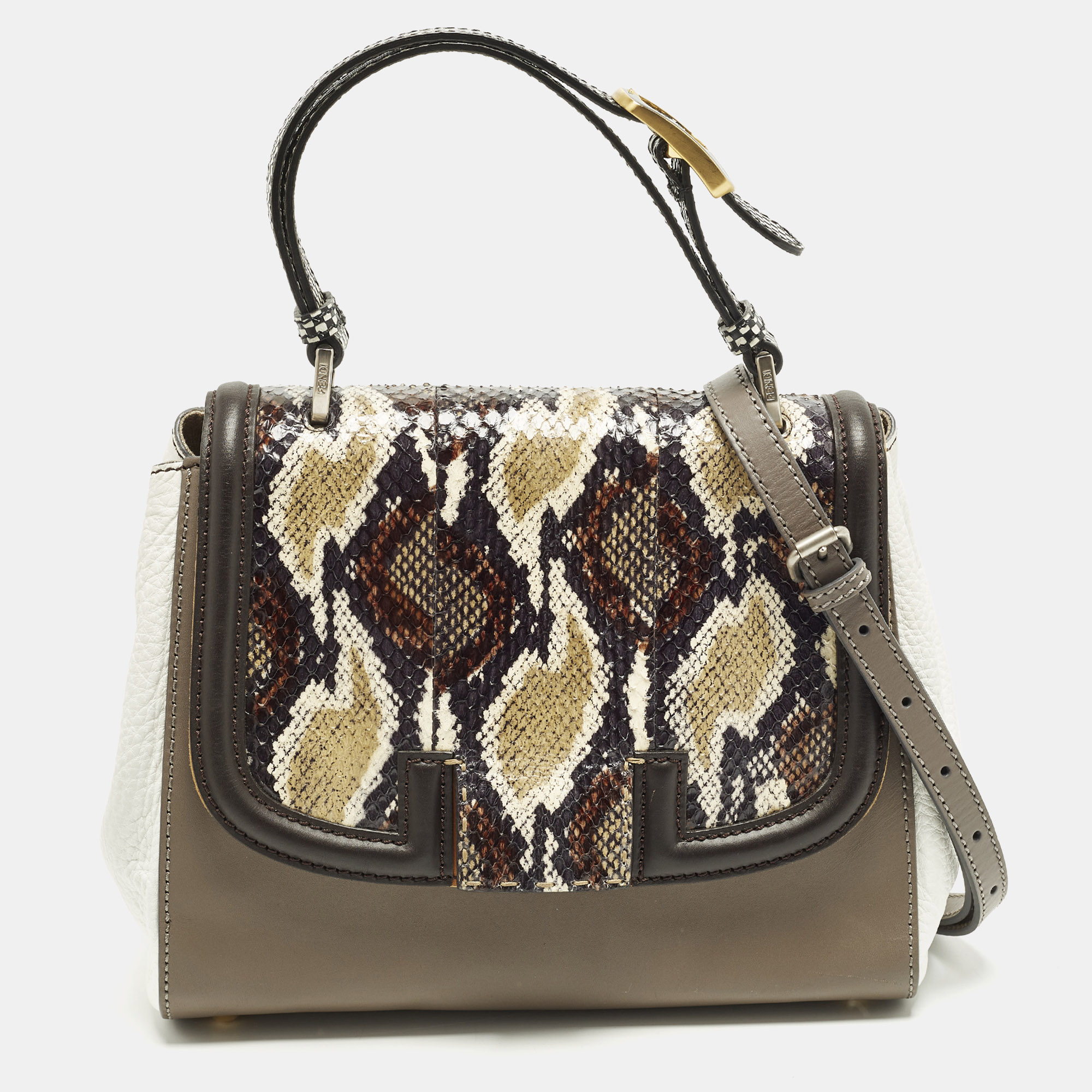 

Fendi Silvana Multicolor Leather and Water Snake Top Handle Bag