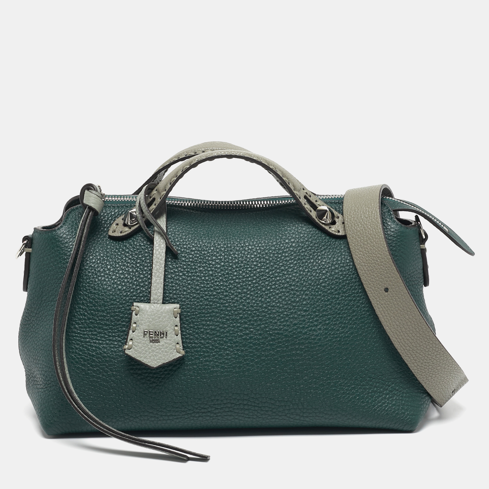 

Fendi By The Way Selleria  Dark Green/Grey Leather Top Handle Bag