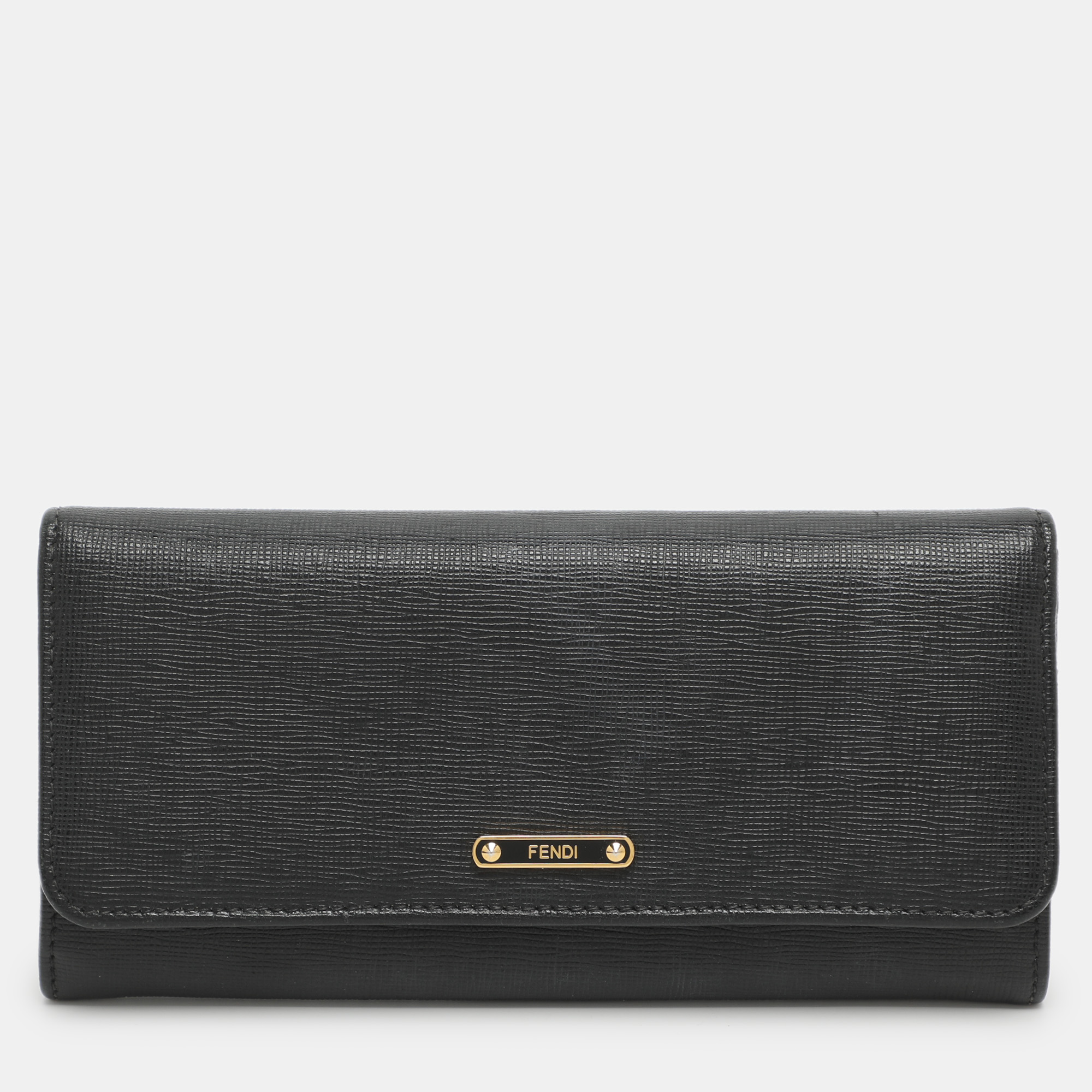 

Fendi Black Leather Flap Continental Wallet
