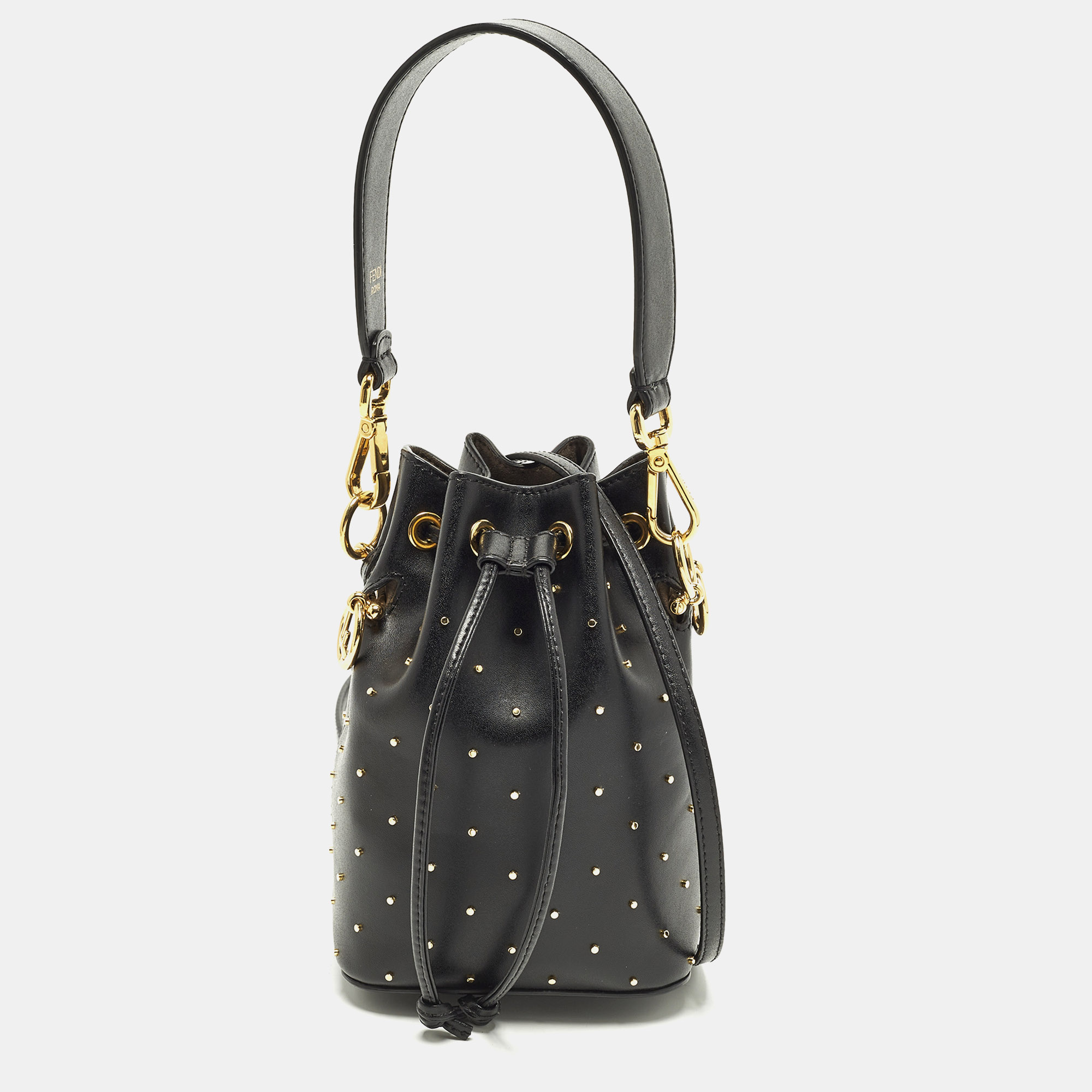 

Fendi Mon Tresor Mini Black Leather Studded Bucket Bag