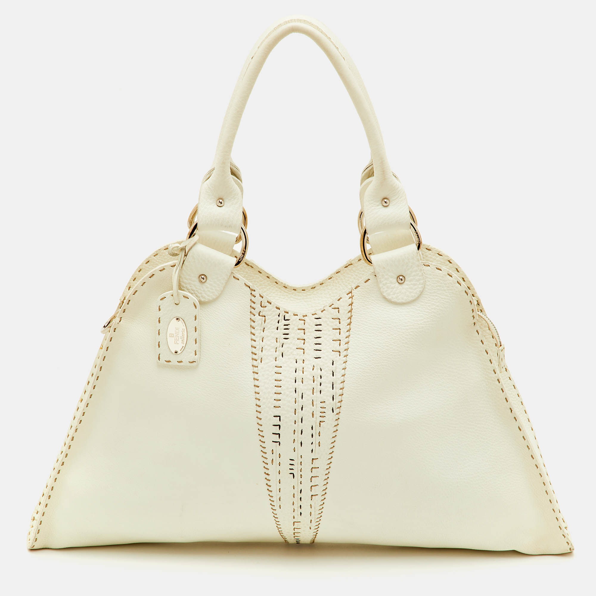 

Fendi Devil Trapezio Off White Selleria Leather Shoulder Bag