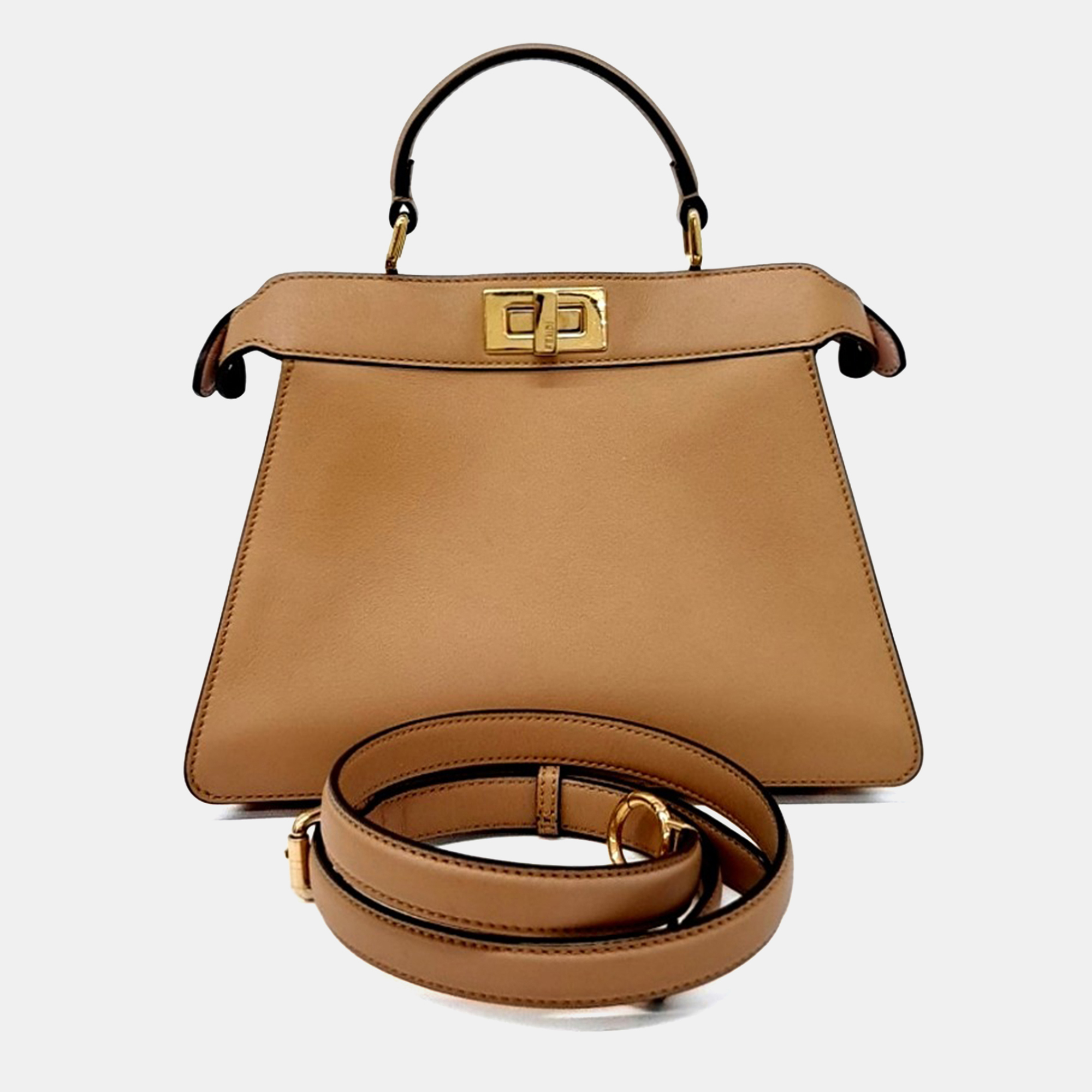 

Fendi Brown Leather Peekaboo I SEE U Small Handbag