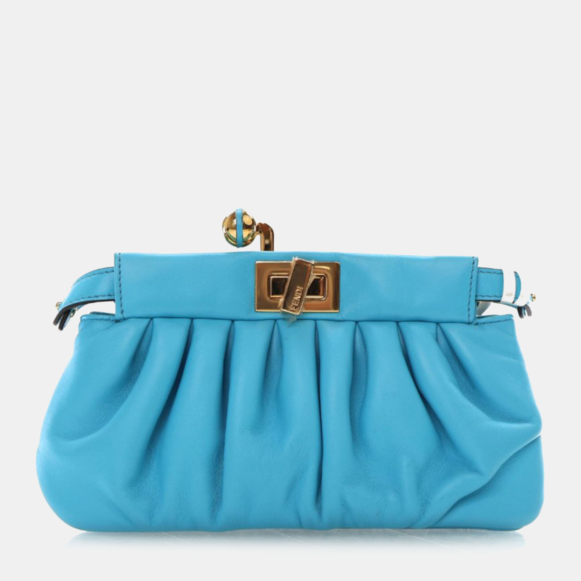 

Fendi Peekaboo Click Nappa Leather Clutch Bag, Blue