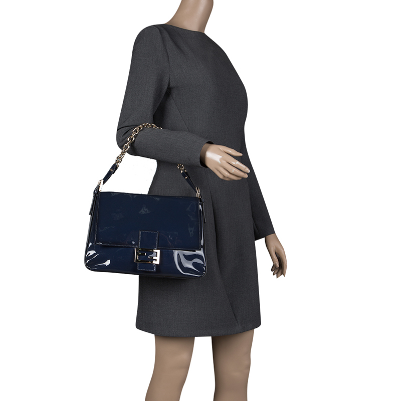 

Fendi Navy Blue Patent Leather Mama Forever Shoulder Bag