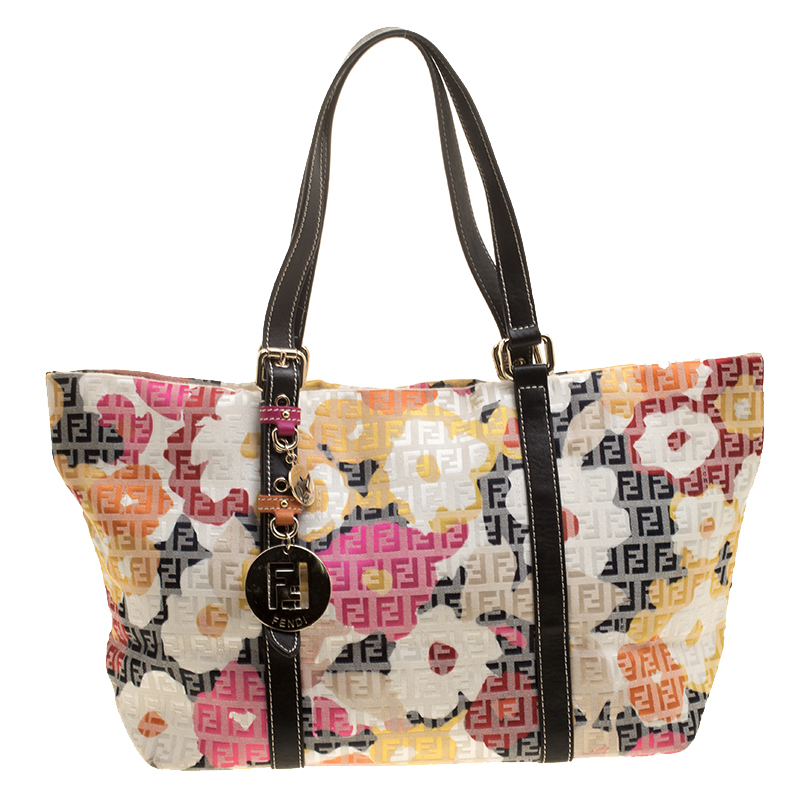 Pre Owned Fendi Multicolor Zucchino Canvas Superstar Shopping Tote