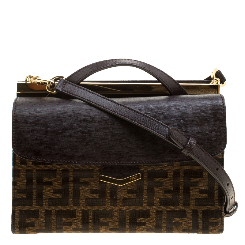 Pre Owned Fendi Tobacco Zucca Canvas and Leather Demi Jour Shoulder Bag