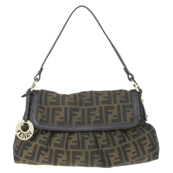 Pre Owned Fendi Brown Zucca Canvas Chef Shoulder Bag
