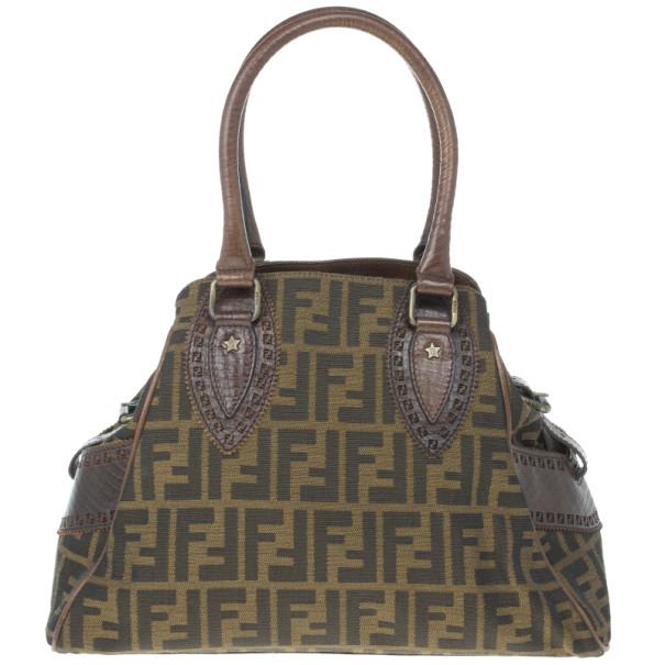 Pre Owned Fendi Monogram Zucca Canvas Du Jour Bag