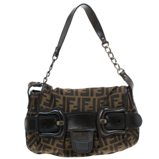 Pre Owned Fendi Zucchino Canvas B.Bag