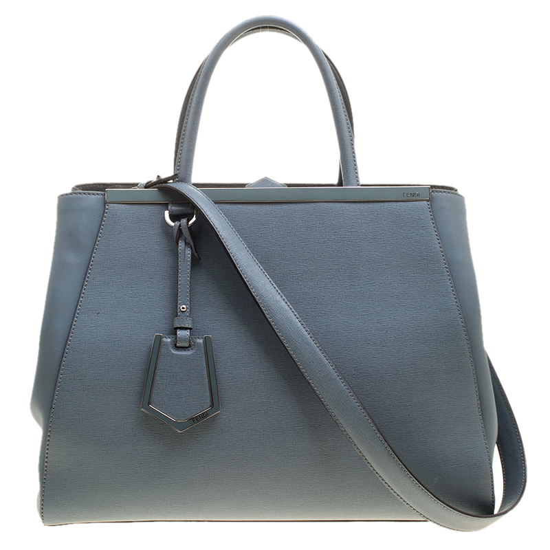 Pre Owned Fendi Grey Saffiano Leather 2Jours Tote