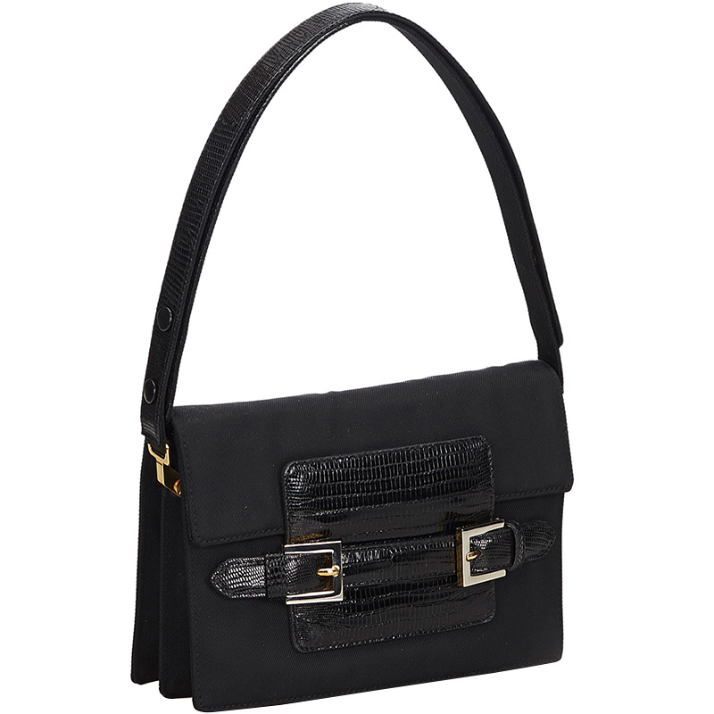 

Fendi Black Canvas and Leather Top Handle Bag