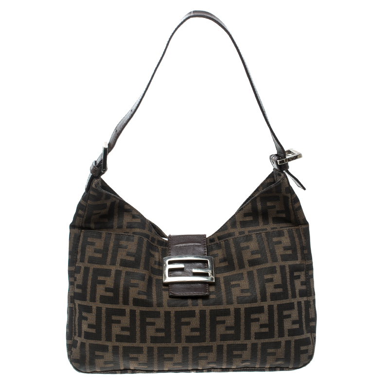 Pre Owned Fendi Brown Zucca Canvas Hobo