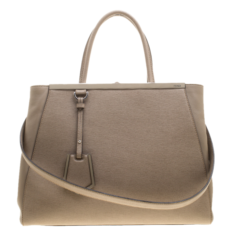 Pre Owned Fendi Beige Saffiano Leather 2Jours Tote