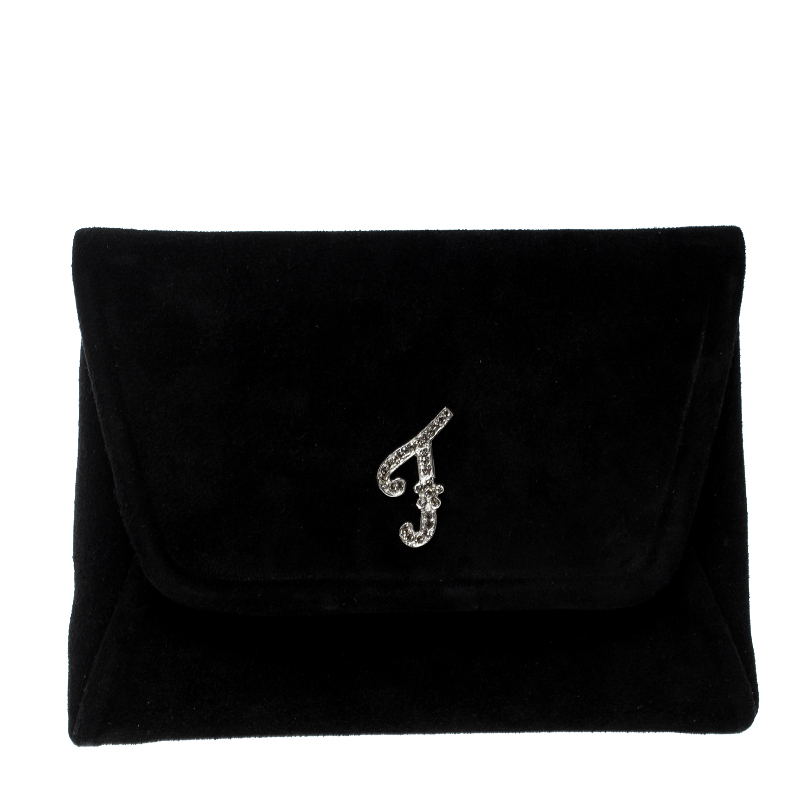 Pre Owned Fendi Black Suede Clutch