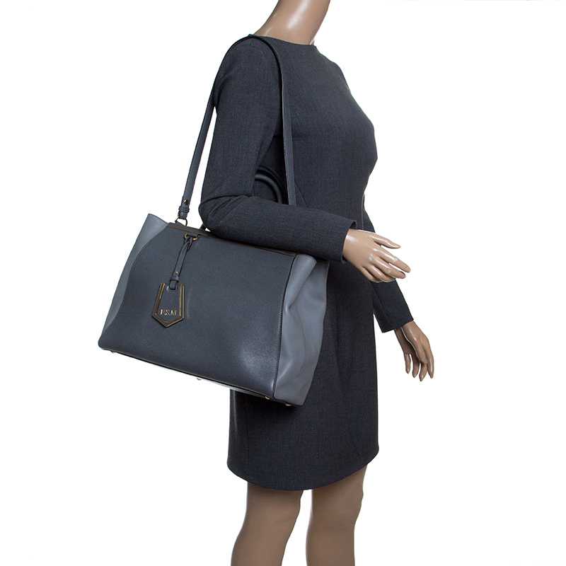 

Fendi Grey Leather  2Jours Tote