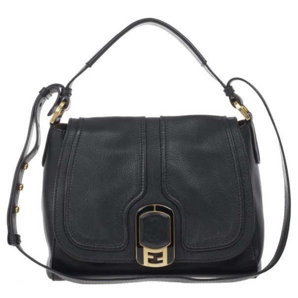 Fendi Black Pebbled Leather Front Flap Crossbody Bag Fendi | The Luxury ...