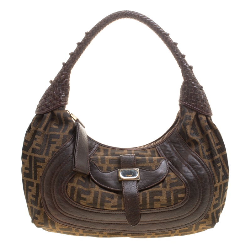 Fendi Brown Zucca Canvas and Leather Spy Hobo Fendi | The Luxury Closet