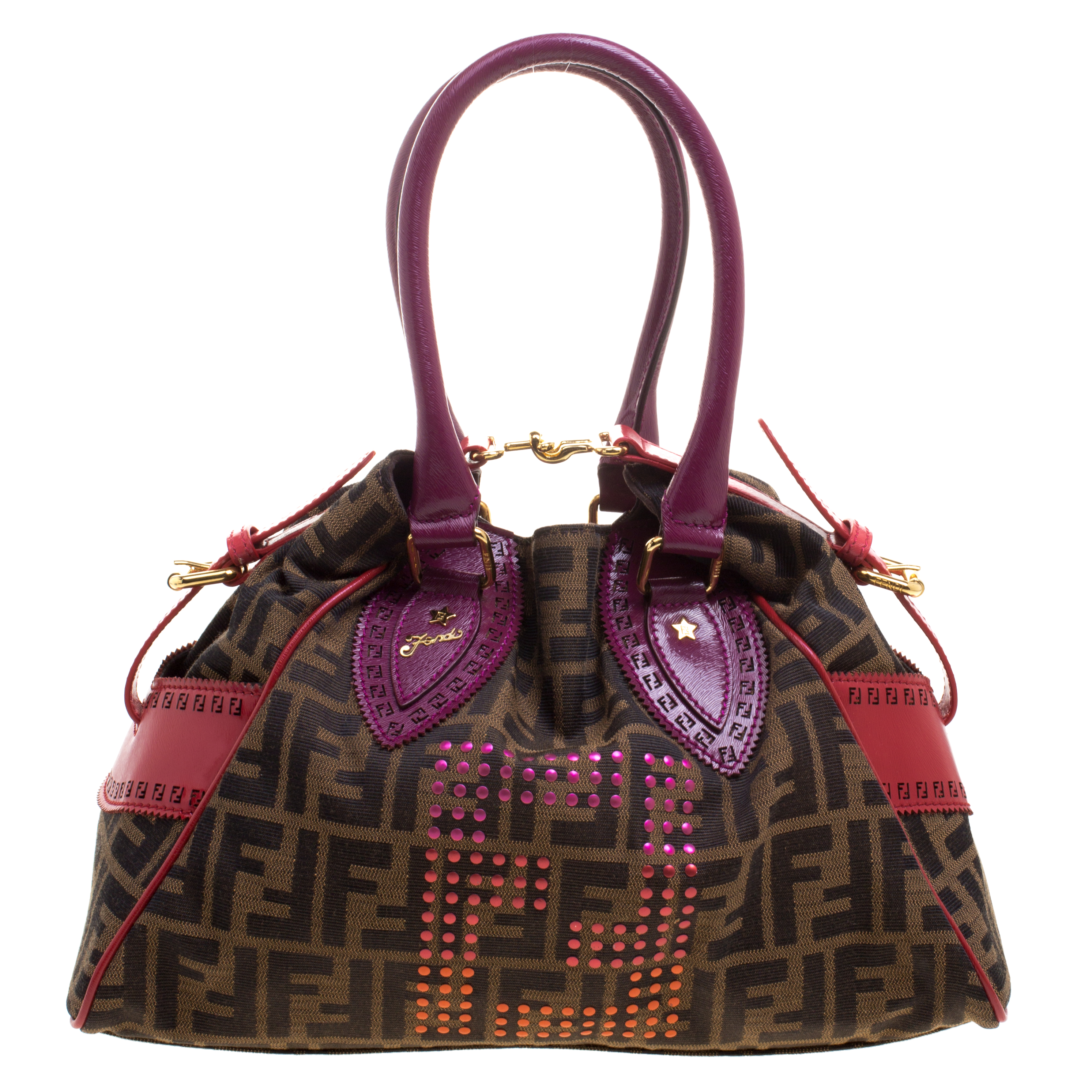 Pre Owned Fendi Multicolor Zucca Canvas and Leather Small Du Jour Tote