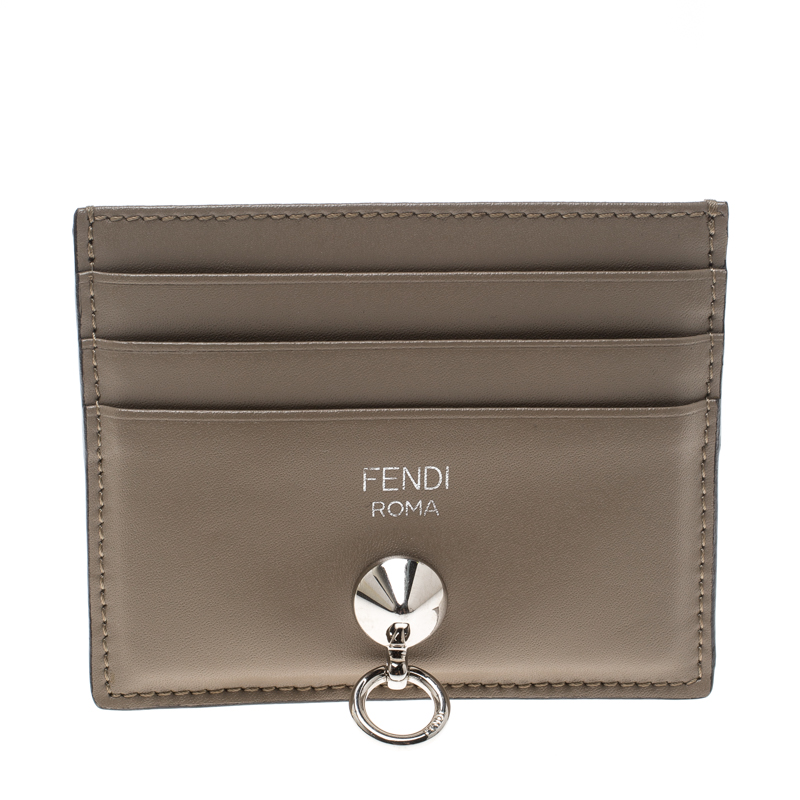 Pre Owned Fendi Beige Leather 6CC Card Holder
