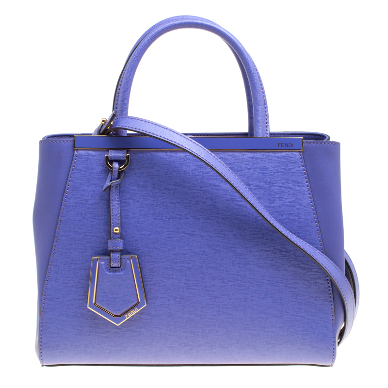 Pre Owned Fendi Lilac Saffiano Leather Small 2Jours Top Handle Bag