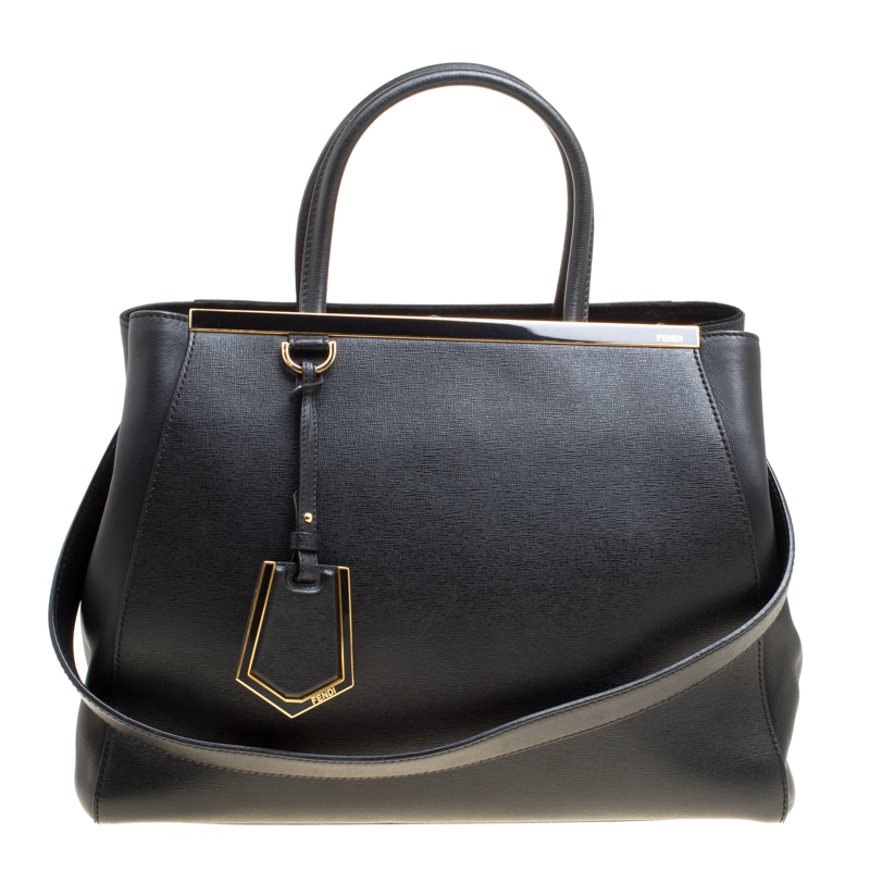Fendi Black Leather 2Jours Top Handle Bag