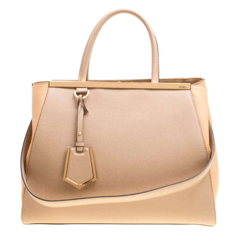 Pre Owned Fendi Beige Saffiano Leather 2Jours Tote
