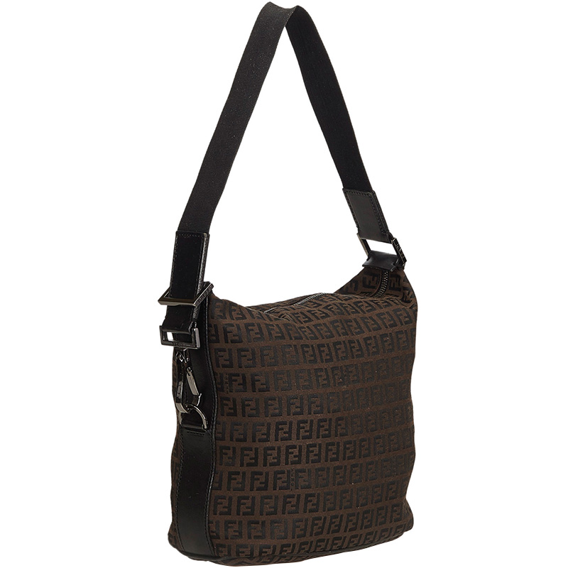 

Fendi Dark Brown Zucchino Canvas Shoulder Bag