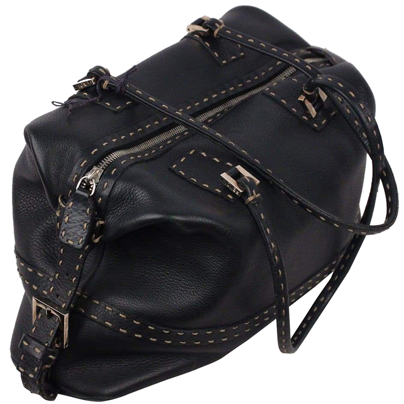 

Fendi Black Selleria Leather Satchel Bag