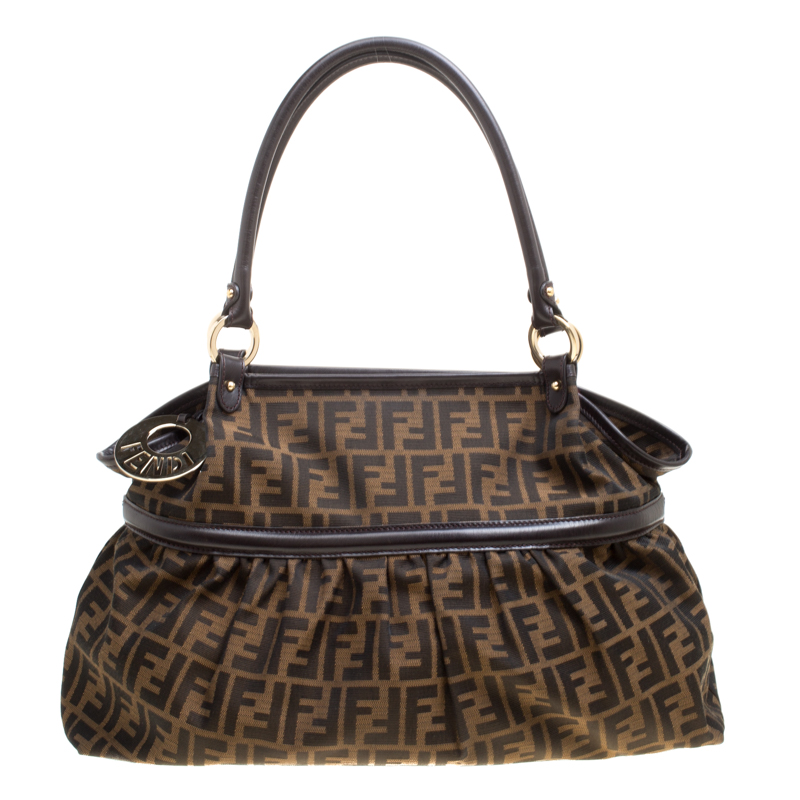 Pre Owned Fendi Tobacco Zucca Canvas Giant Chef Hobo