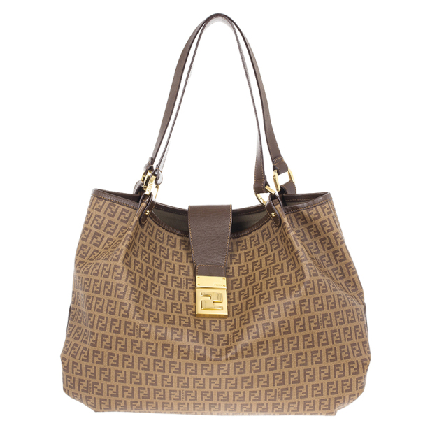 مملوكة مسبقًا Fendi Brown Zucca Coated Canvas Tote