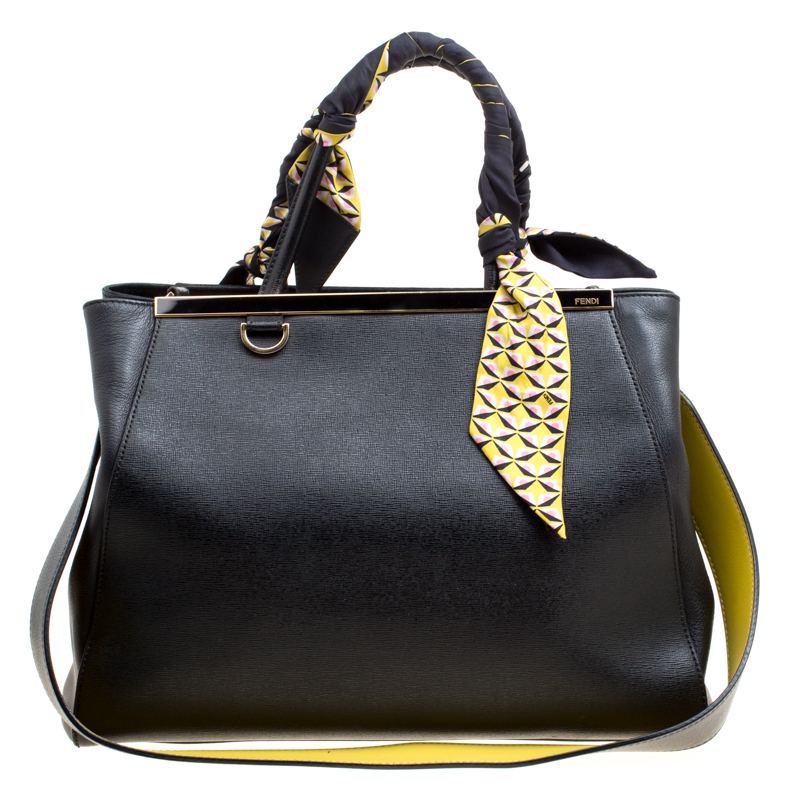 Pre Owned Fendi Black Leather 2Jours Top Handle Bag