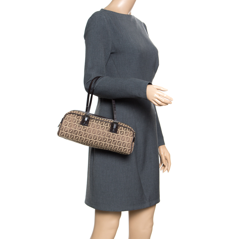 

Fendi Brown Zucchino Canvas and Leather Bowler Bag