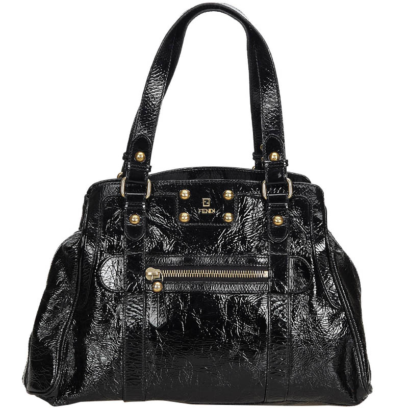 Buy Fendi Black Patent Leather Bag Du Jour Tote Bag 166940 at best price | TLC