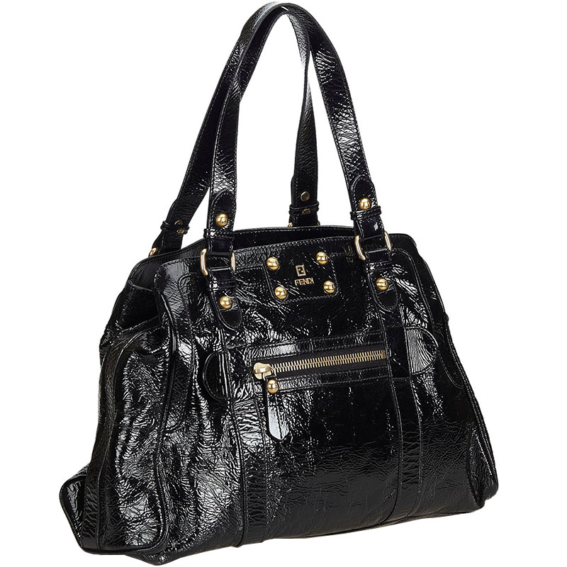 

Fendi Black Patent Leather Bag Du Jour Tote Bag