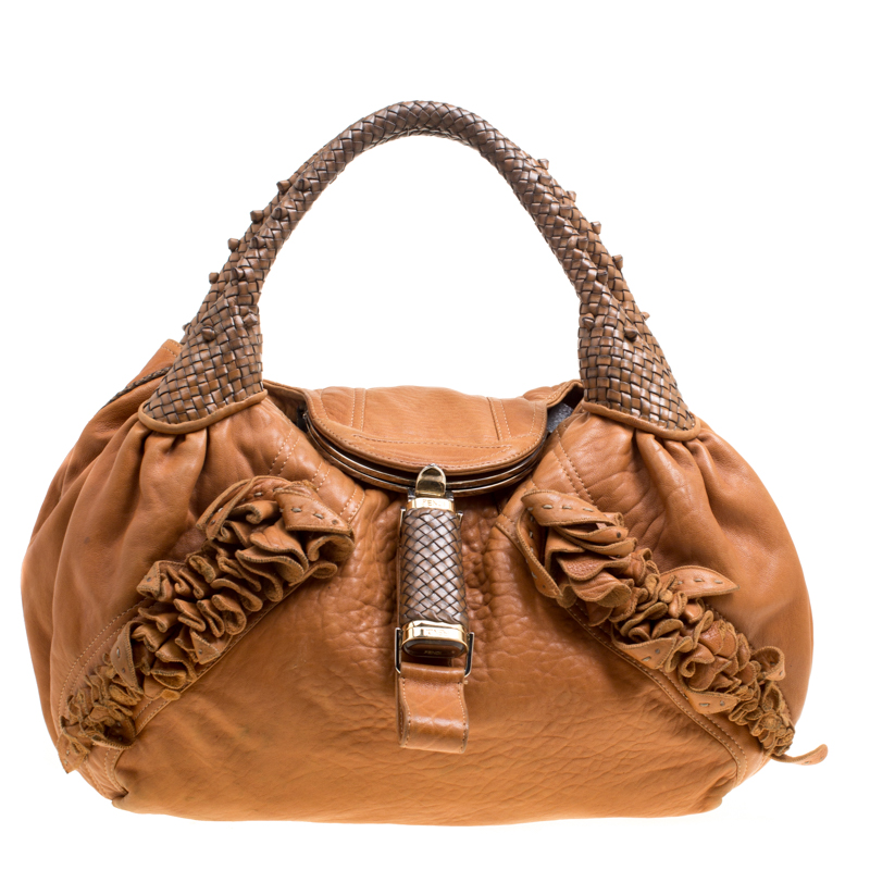 Pre Owned Fendi Brown Leather Spy Bag