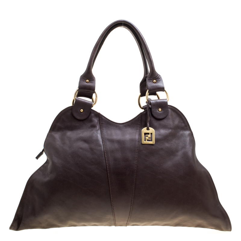 Fendi Dark Brown Leather Diavolo Trapezio Tote Fendi | The Luxury Closet