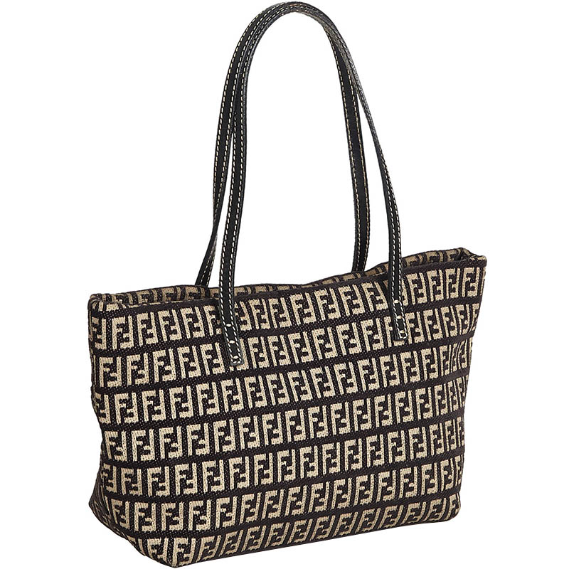 

Fendi Brown/Beige Zucchino Canvas Jacquard Tote Bag