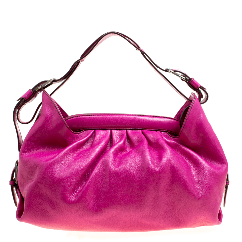Pre Owned Fendi Pink Leather Doctor B Hobo