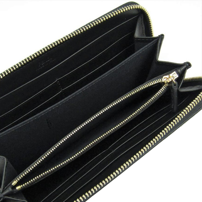 

Fendi Black Calfskin Leather Zip Around Wallet