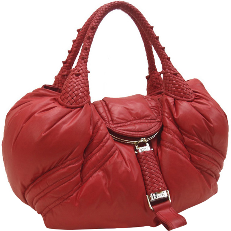 

Fendi Red Nylon and Leather Moncler Spy Tote