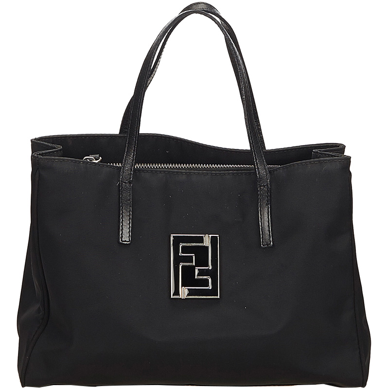 Pre Owned Fendi Black Nylon Tote Bag