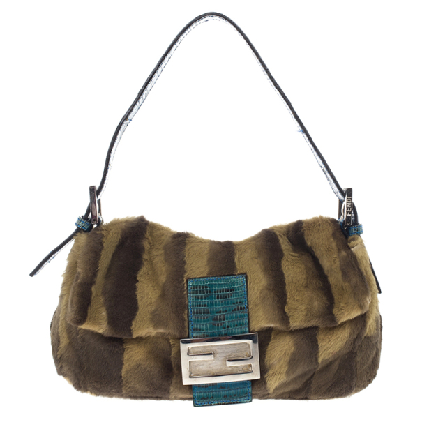 Fendi Printed Rabbit Fur Baguette
