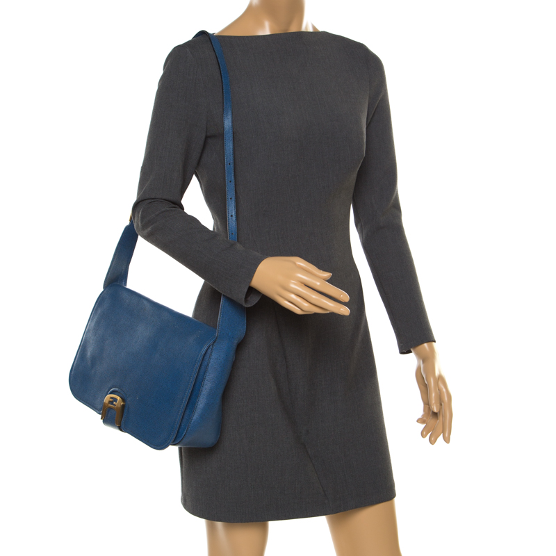 

Fendi Blue Leather Messenger Bag