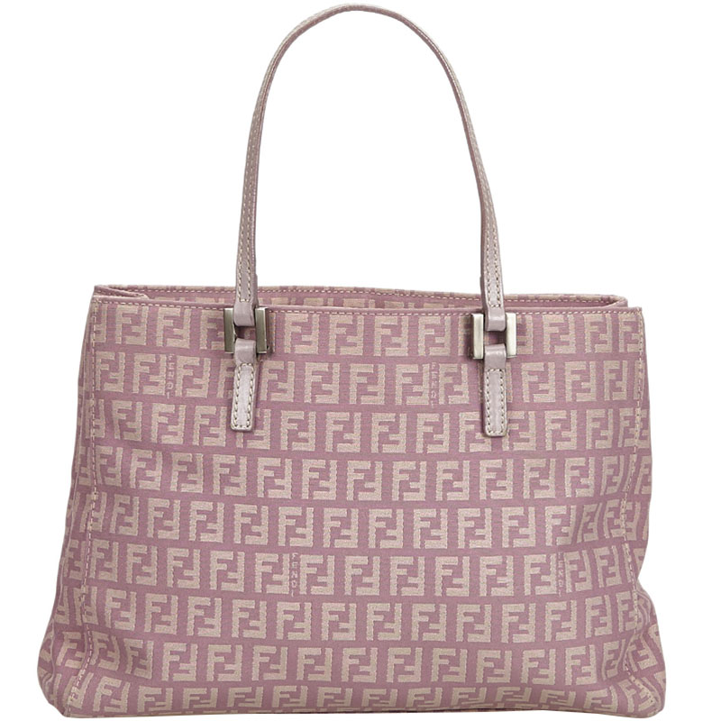 Pre Owned Fendi Purple/Grey Zucchino Jacquard Tote Bag