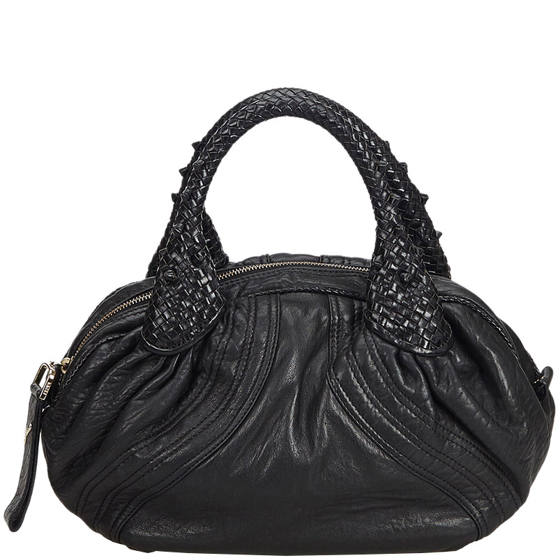 Pre-owned Fendi Black Leather Mini Spy Hobo Bag